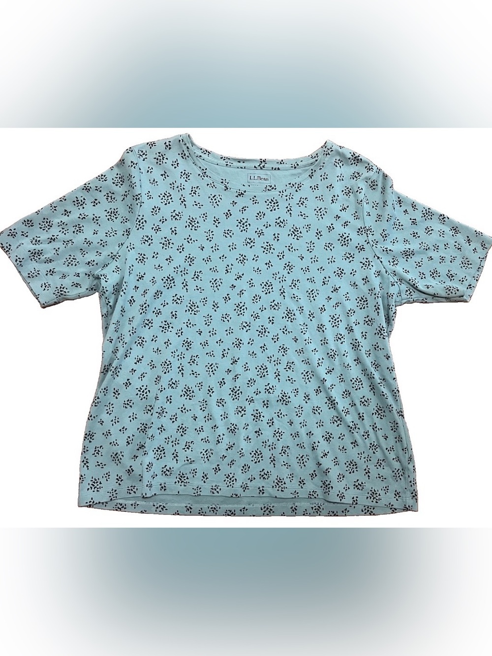 L.L. Bean Women’s Teal Short Sleeve T Shirt Ditsy Floral Sprig Plus Sz 1X Tee